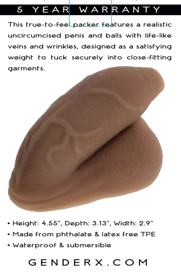 Evolved Novelties Vibrators Evolved Novelties Uncircumcised Packer Dark Brown Realistic TPE Packer
